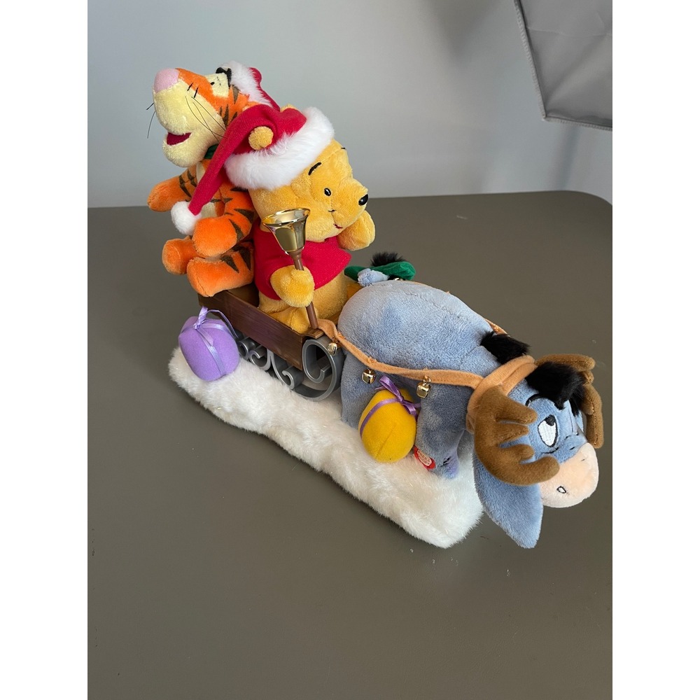 Disney Winnie the Pooh Eeyore Christmas Sleigh Gemmy Animated Holiday Decor